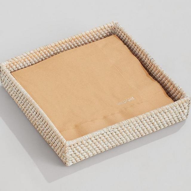 Tava Rattan Napkin Holder, Square - Light Natural