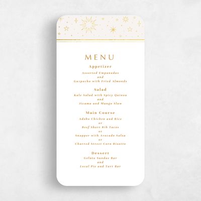 Beige Rounded Wedding Menu - Heron Foil