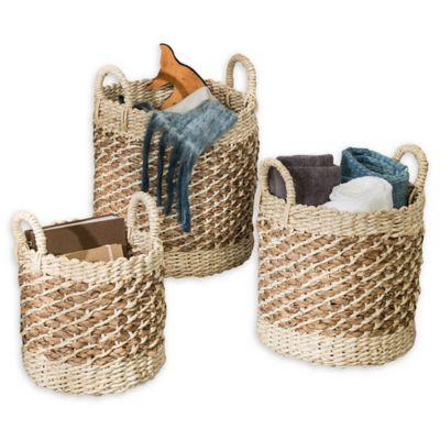 Honey-Can-Do® Coastal 3-Piece Round Natural Weave Storage Baskets Set in Natural