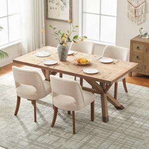 Upholstered Dining Side Chairs Set of 4 - Polyester Beige