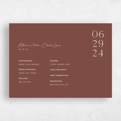 Chocolate Brown Wedding Program - Brockway