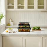 6-Piece Stripe-Tinted Glass Container Set