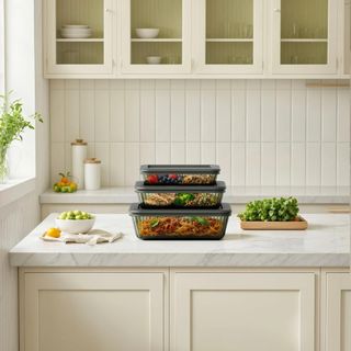 6-Piece Stripe-Tinted Glass Container Set