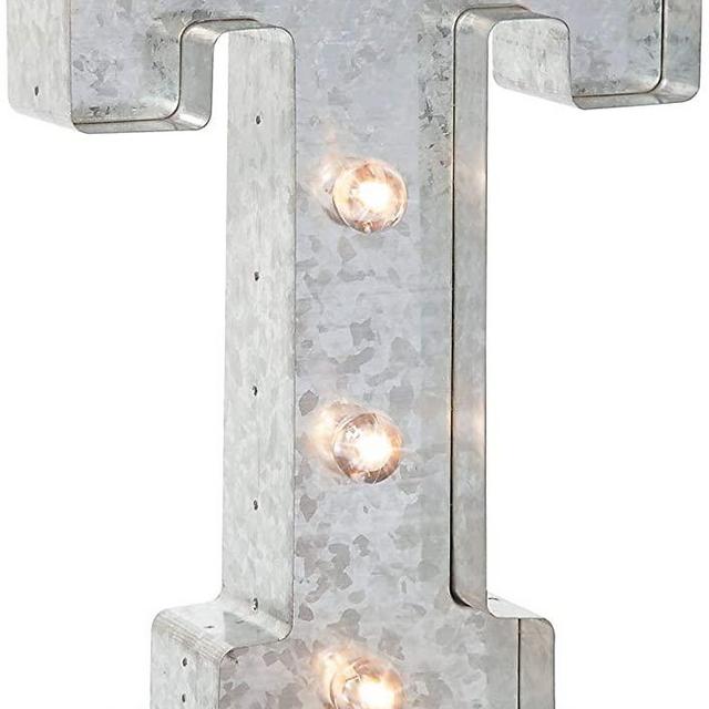 Darice Silver Metal Marquee Letter – T - 9.87” Tall, Galvanized Silver Finish