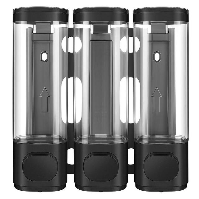 3-in-1 Room Wall Mounted Bathroom Shower Pump Dispenser and Organizer - can be Used for Shampoo,Conditioner, Body Lotion,Body Wash,Bathroom, Kitchen,Hotel(Black)