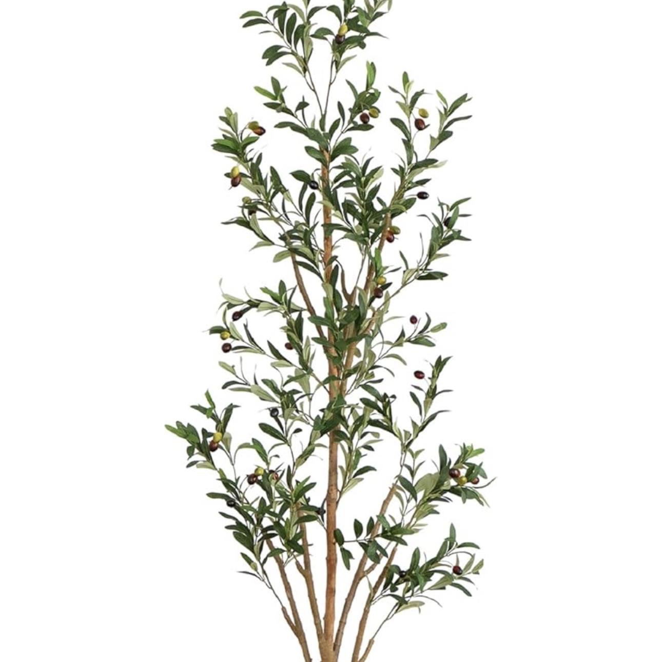 Nearly Natural Olive Tree Artificial Indoor 7FT Tall Silk Faux Olive Tree for Home and Office Decor, Fake Potted Olive Tree with Natural Wood Trunk, Realistic Olive Tree Branches and Lifelike Fruits