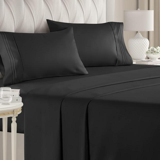 King Size Sheet Set - 4 Piece Set - Hotel Luxury Bed Sheets - Extra Soft - Deep Pockets - Easy Fit - Breathable Cooling Sheets - Wrinkle Free - Comfy - Black Bed Sheets - Kings Sheets – 4 PC