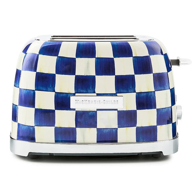 MACKENZIE-CHILDS 2-Slice Toaster, Decorative Toaster for Kitchen, Blue-and-White Royal Check