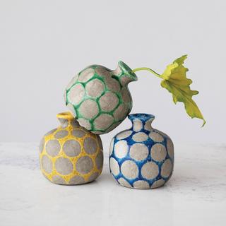 Polka Dotted Terracotta Gourd Vase