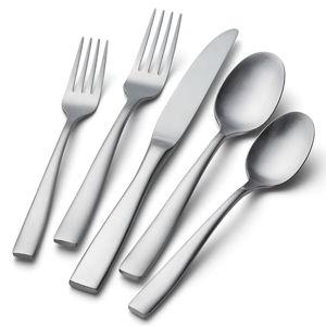 Matte Silver HIKAA 40PCS Extra Thickness Satin Loft Heavy Duty Silverware Set Stainless Steel Flatware Set, Service for 8, Matte Satin Polished Cutlery Set, Dishwasher Safe