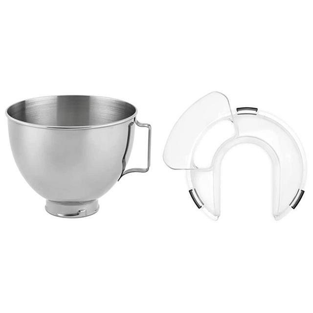KitchenAid Stainless Steel Bowl , 4.5-Quart, Silver & KSMTHPS Mixer Pouring Shield