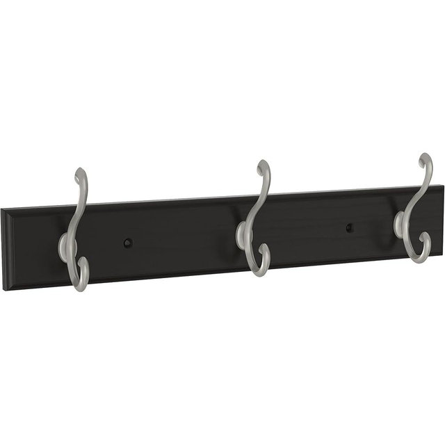 FRANKLIN BRASS Scroll Wall Mounted Matte Black 16 in. Coat Rack, 3 Matte Nickel Hooks, B46713K-218-C