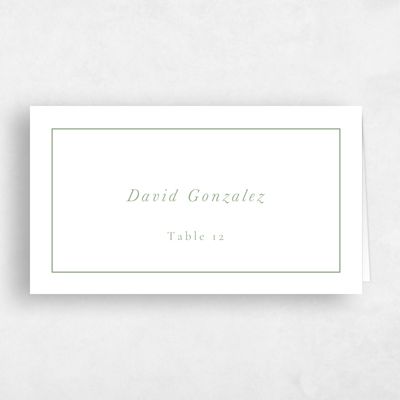 Sage, Green Wedding Place Card - Rustic Church