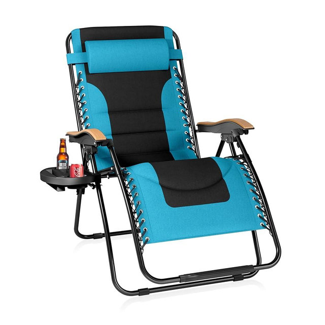Sophia & William Oversized XXL Zero Gravity Chair, Padded Recliner Outdoor Gravity Chair with Free Cup Holder, Supports 400 LBS (Aqua)