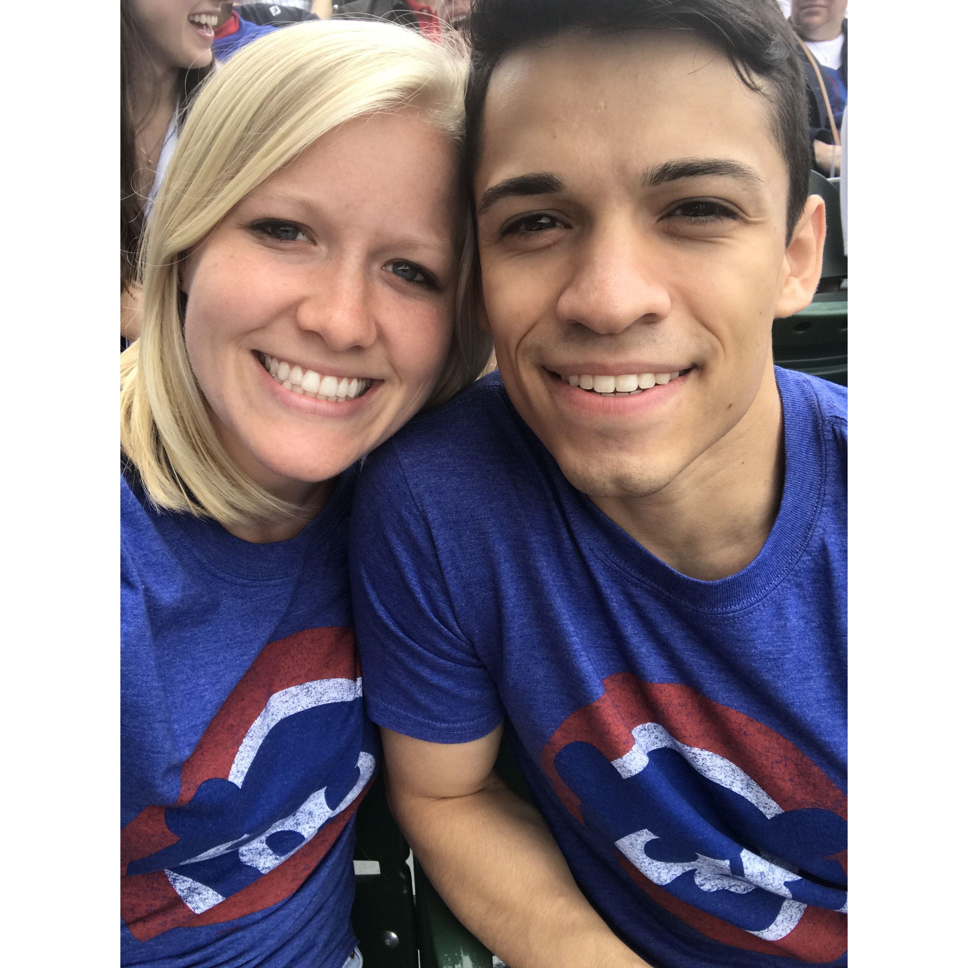 Our first professional sporting event together. Go Cubs!