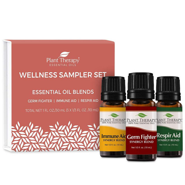 Plant Therapy Wellness Sampler Set - Immune Aid, Germ Fighter & Respir Aid - Pure Essential Oils for Seasonal Threats