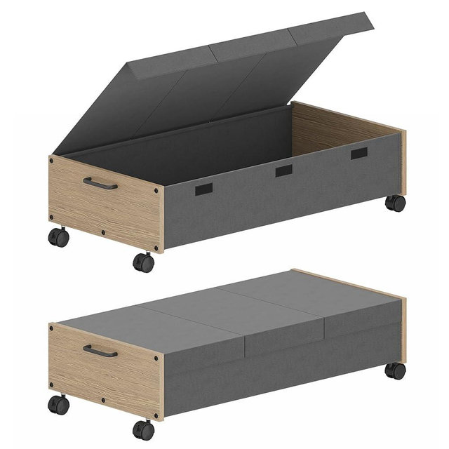 Kikihouse 2 Packs Under Bed Storage with Wheels, Rolling Underbed Storage Drawers with Lid, Wooden Under The Bed Storage Clothes Shoes Organizer for Bedrooms Dorms, Space-Saving (Grey, 31.5" L)