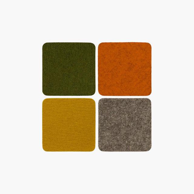 Bierfilzl Merino Wool Felt Square Coaster Multi 4 Pack