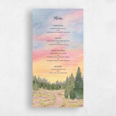 Sunset, Pink Wedding Menu - Atchison