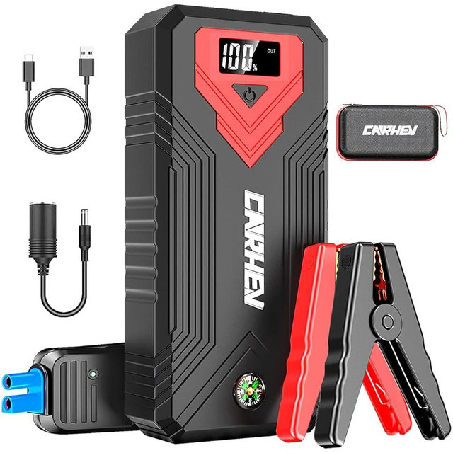 CARHEV 3000A Jump Starter, 24000mAh Car Battery Jump Starter (up to 8.0L Gas and 8.0L Diesel Engine) Battery Jumper Starter Portable, 12V Car Jumper Starter Portable with LED Light and USB QC 3.0