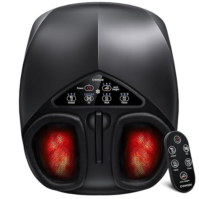 KNQZE Shiatsu Foot Massager with Heat and Remote, 2026 Upgraded Lift-Arch Design, 3D Deep Kneading, Relief for Plantar Fasciitis and Foot Pain, Fits Up to Men Size 14, Mothers Day Gifts