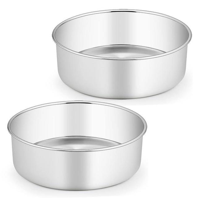 TeamFar Cake Pans, 2 PCS Stainless Steel Round 3 Inch Deep Baking Cake Pans for Wedding Birthday Party, Non-Toxic & Heavy Duty, Deep Wall & Straight Side, Dishwasher Safe