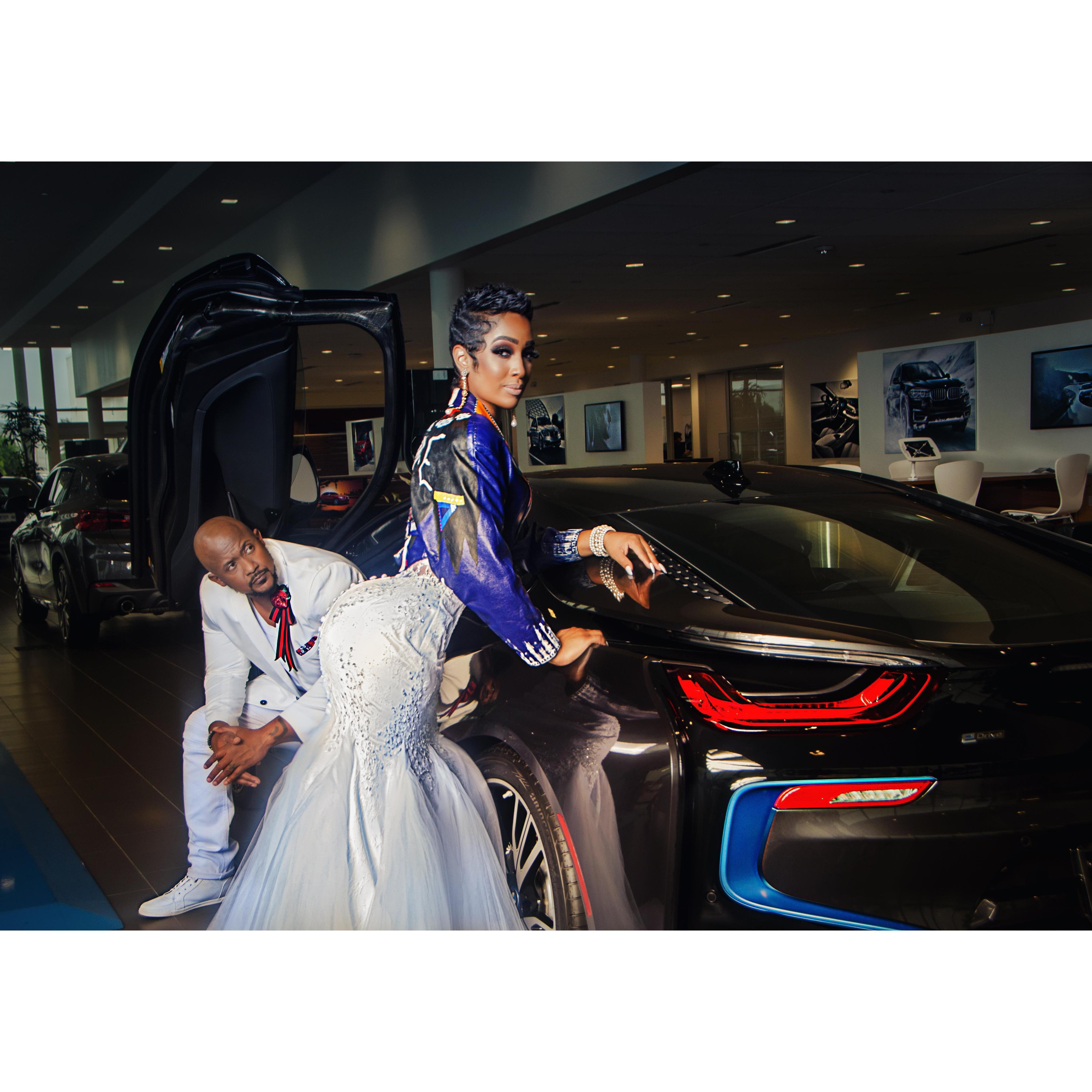 Engagement photo shoot at BMW West Houston.