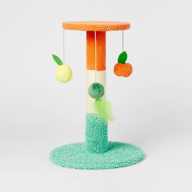 Knock Down Post Scratch with Hanging Fruit Cat Tower - 19.57" - Boots & Barkley™