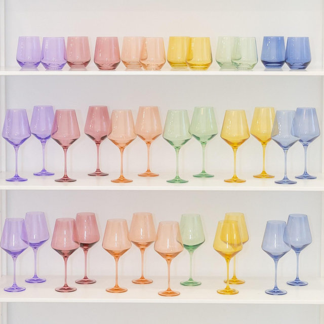 Estelle Colored Glass, Estelle Stemware Wine Glass, Set of 6 | Zola