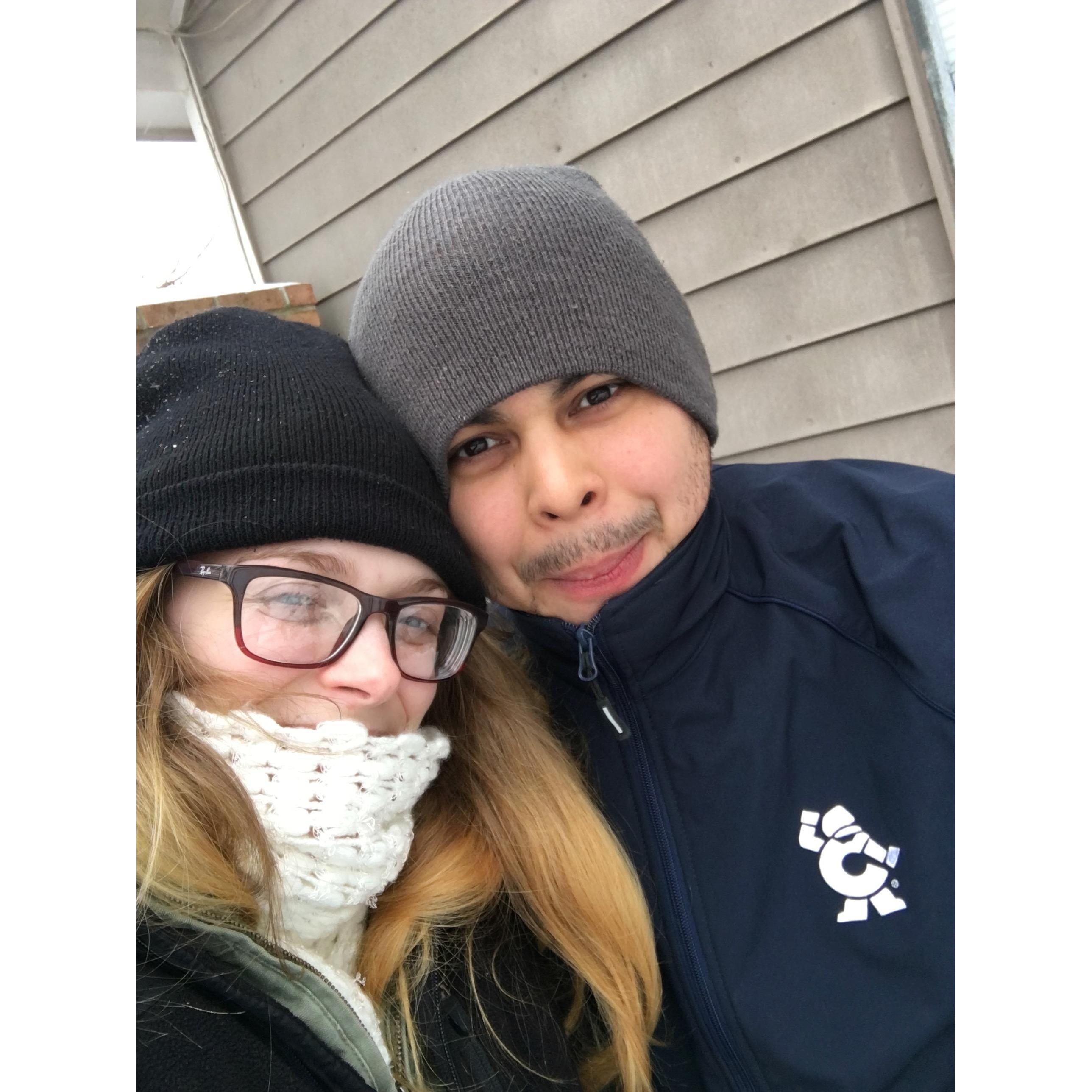 We literally almost died in the ice and snow trying to spend the day together. Finally made it to his house, only to freeze on a 4-wheeler.