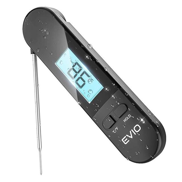 Digital Instant Read Meat Thermometer,Waterproof Food Thermometer with Backlight LCD, Kitchen Cooking Thermometer Probe Grilling/BBQ/Baking/Candy/Liquids/Oil (Black)
