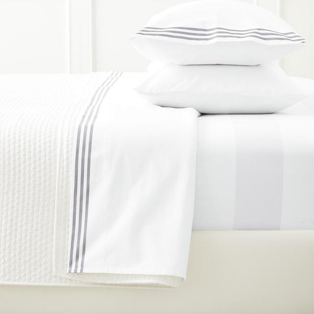 Fouta Yarn-Dyed Stripe Sheet Set in Pebble Grey (Queen)
