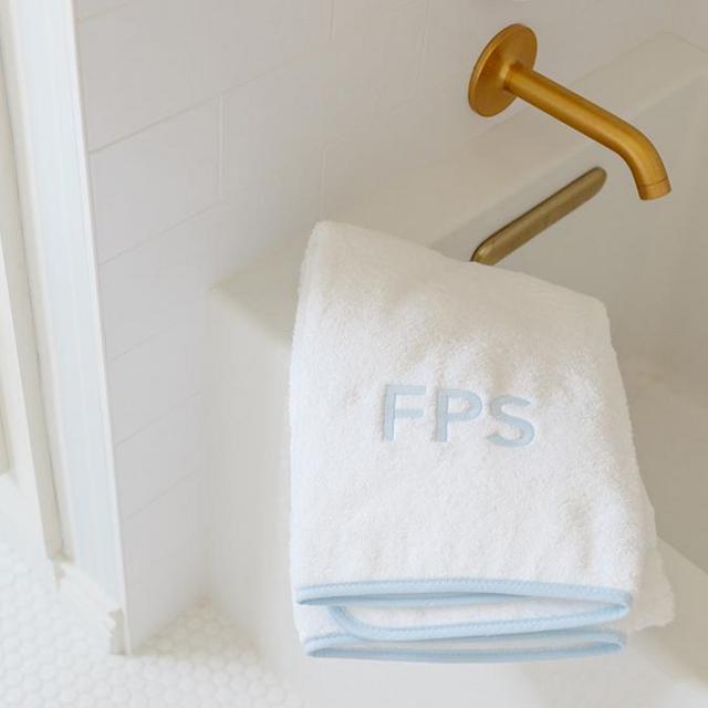 Piped Edge Bath Towel - Light Blue