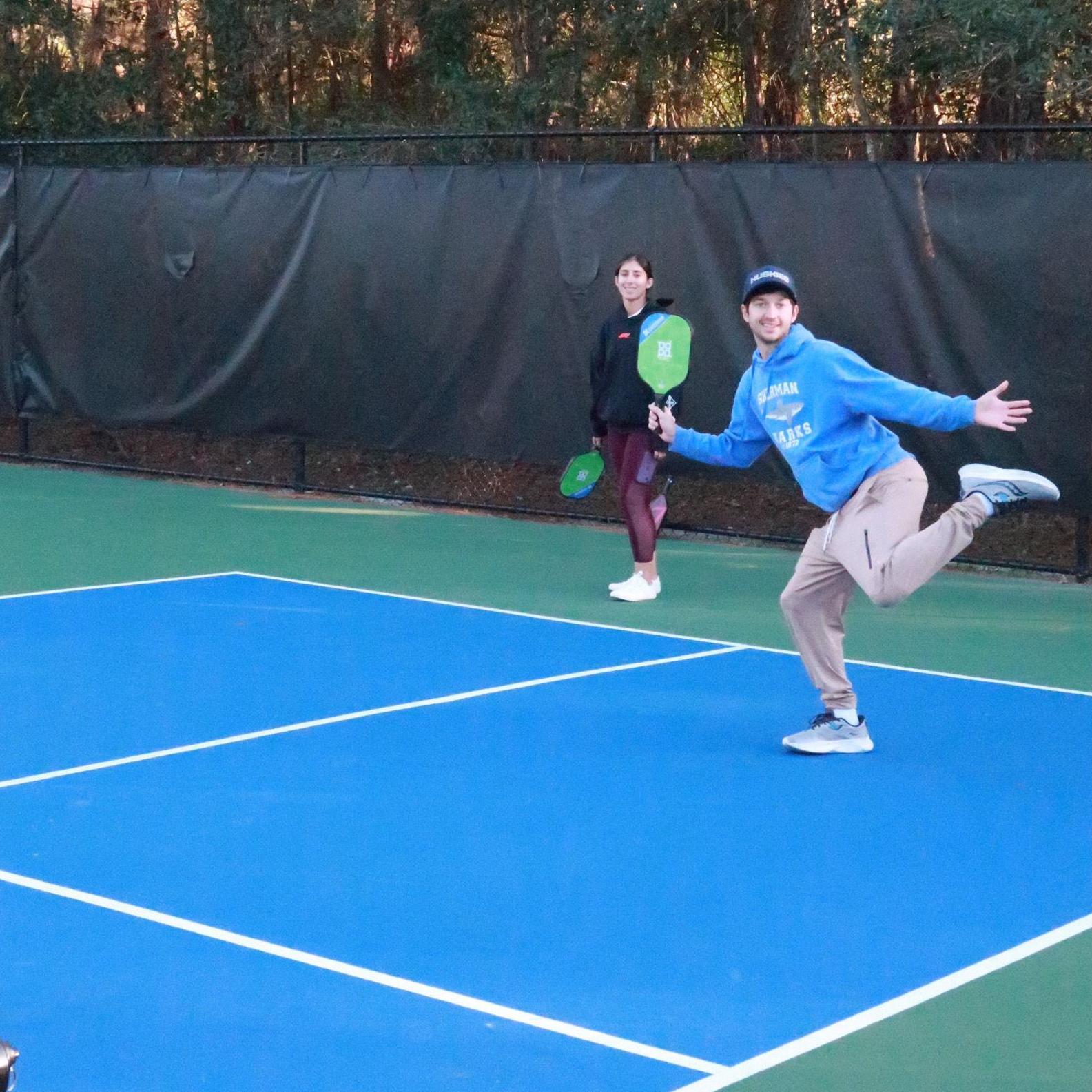 Corey being silly during a pickleball game
