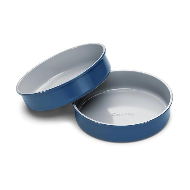 Caraway Non-Stick Ceramic 9” Circle Pans - Naturally Slick Ceramic Coating - Non-Toxic, PTFE & PFOA Free - Perfect for Birthday Cakes, Tartes, & More - Navy