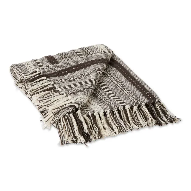 Design Imports Dark Brown Braided Stripe Throw
