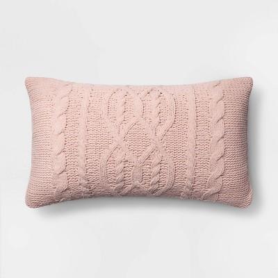 Cable Knit Chenille Oversize Lumbar Throw Pillow Pink - Threshold&#8482;