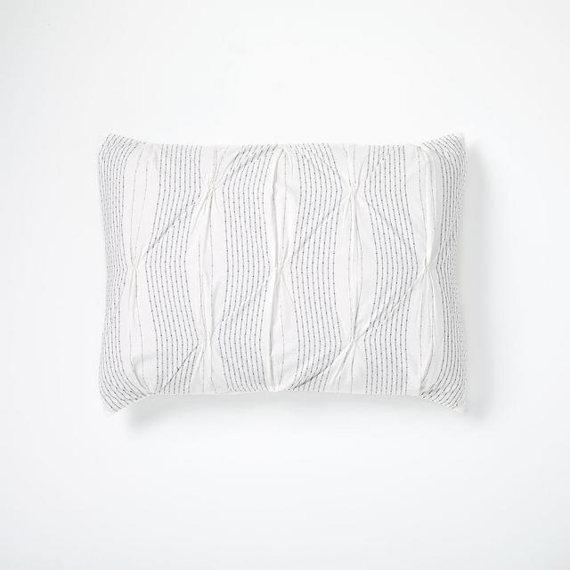 Pintuck Stripe Standard Sham, Stone White