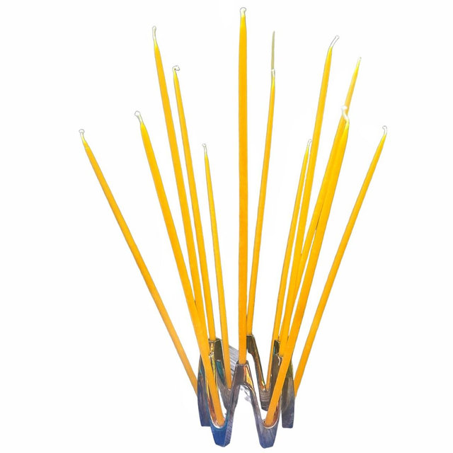 11.5'' Pure beeswax thin candles / 1/4 inch base diameter / thin tapers / handmade / Dansk candles / skinny / non-allergenic / church candle