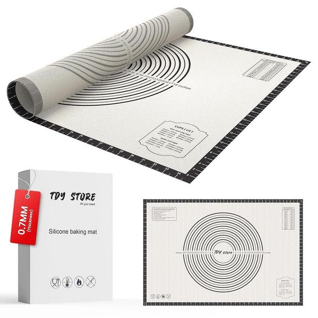 Non-Slip Silicone Baking Sheets - Baking Mat with 0.7mm Thickness - Non-Stick Pastry & Cookie Mat for Kitchen Counter for Rolling Out Dough with Measurements. (Black, 36 * 24 inches)