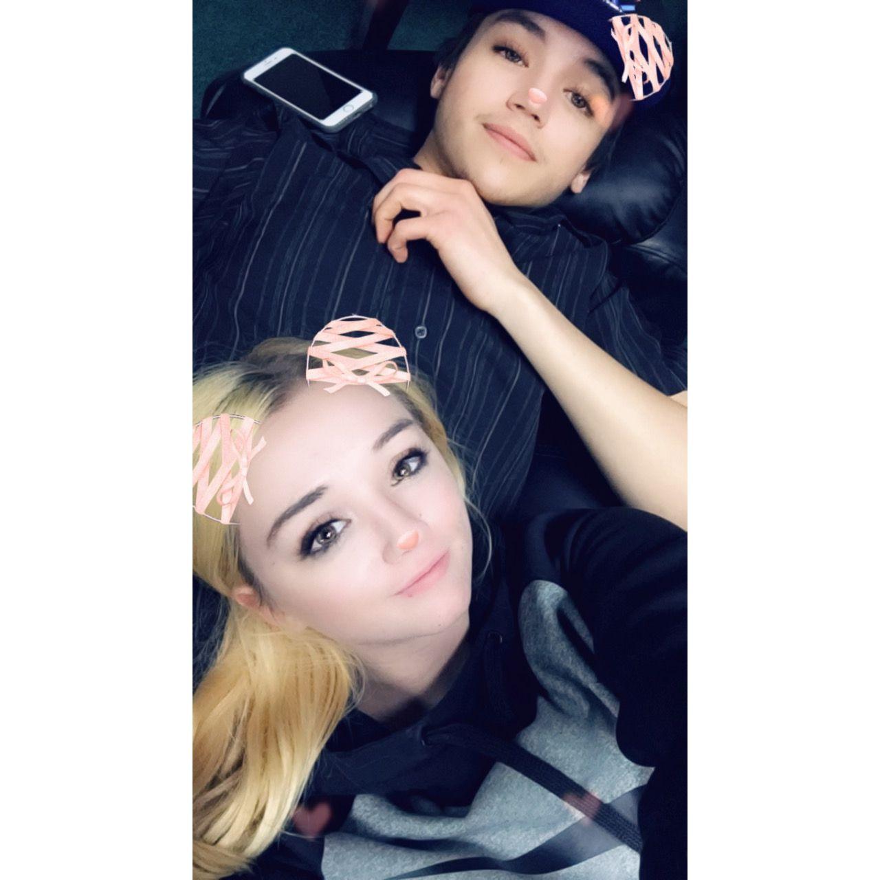 One of our first pictures together. Down time at the vape shop 11.28.2018
