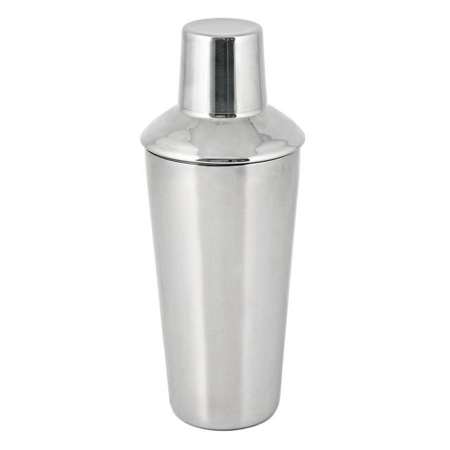 True Retro Cocktail Shaker, 34 Oz Shaker with Jigger Cap & Strainer, Stainless Steel, Silver