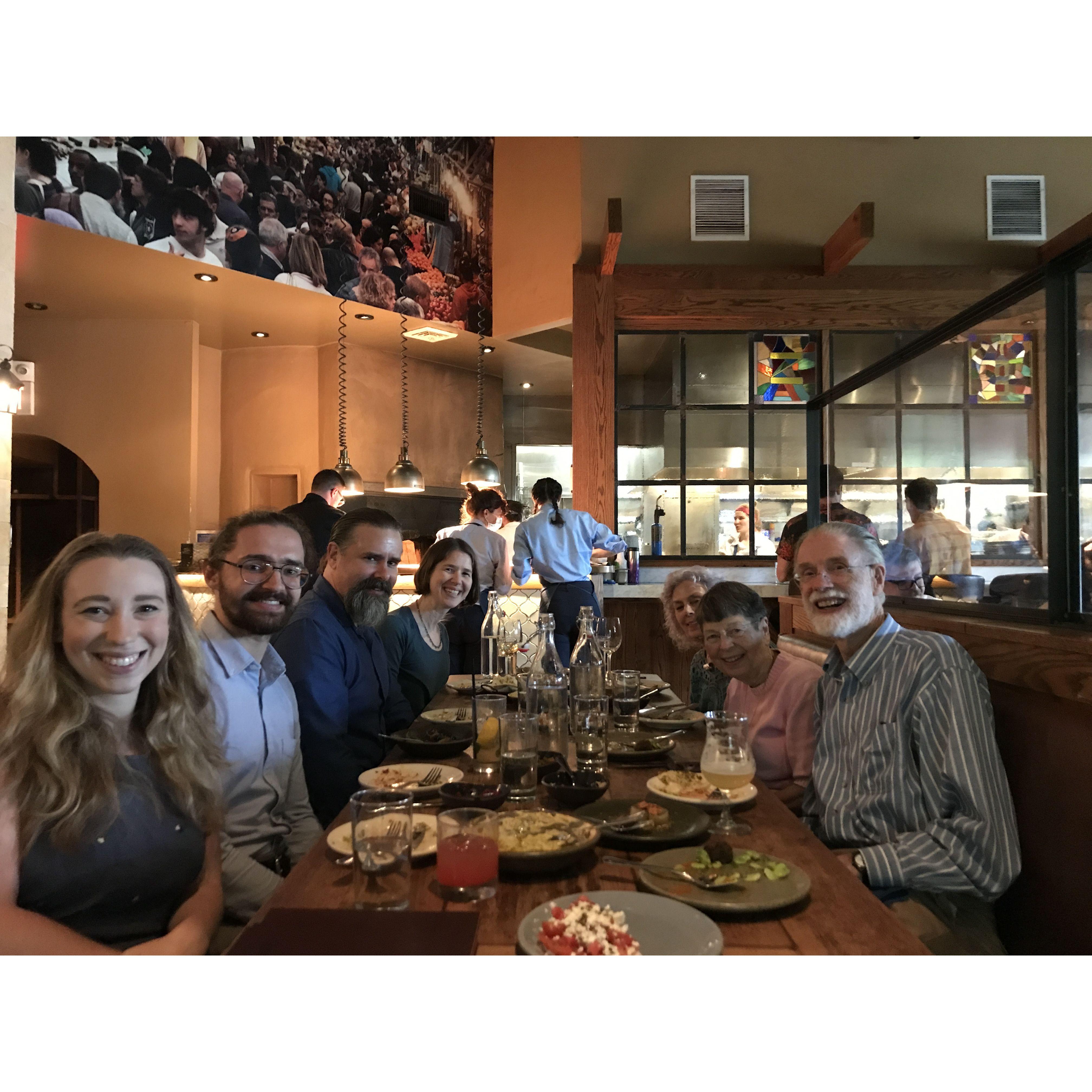 Kirk's birthday celebration July 2021 at Zahav restaurant in Philadelphia.