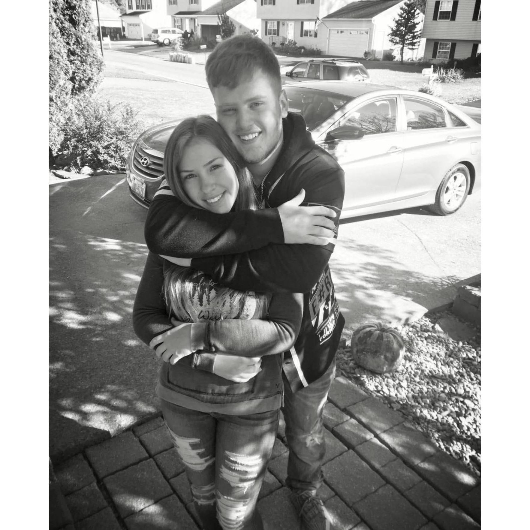 This picture was taken after school for our first-year anniversary