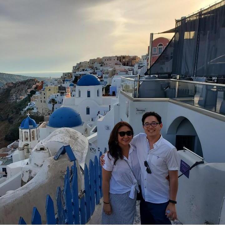 The blue domes in Santorini