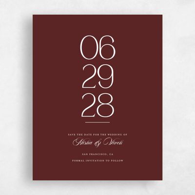 Maroon, Red Wedding Save the Date - Grazio Portrait