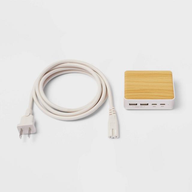 4 Port Charging Hub Horizontal 2C + 2A - heyday™ White Pine Wood