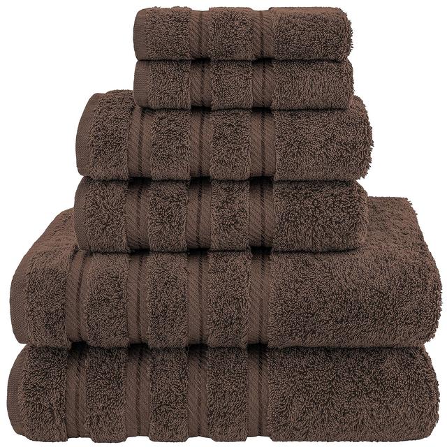 American Soft Linen, 6 Piece Towel Set, 2 Bath Towels 2 Hand Towels 2 Washcloths, Super Soft and Absorbent, 100% Turkish Cotton Towels for Bathroom and Kitchen Shower Towel, Brown