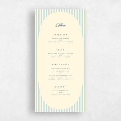 Cream, Yellow Wedding Menu - Madison