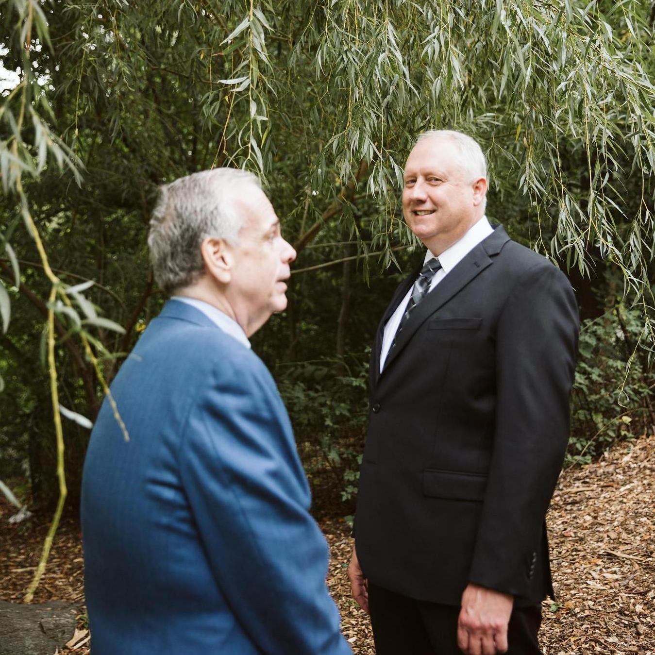 Steve and the officiant - they told him to turnaround and not look.